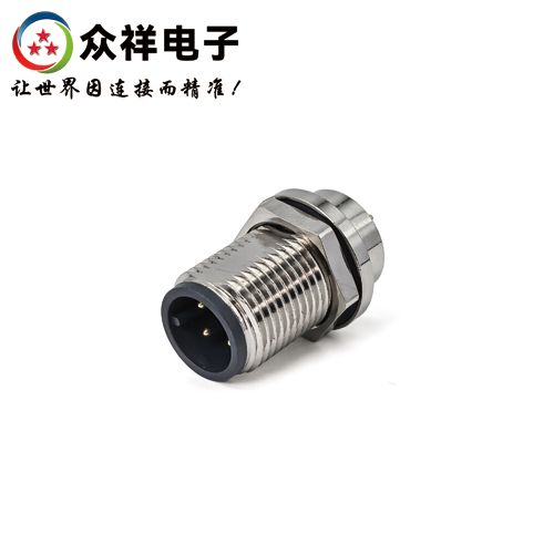 M12 Panel Mount Male, Front Fastened