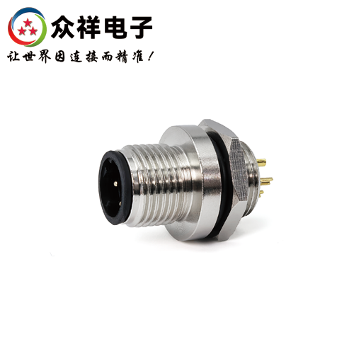 M12 Panel Mount Male, Threads on Both Sides